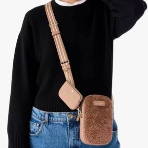 Kate Spade New York Rosie Faux Shearling North South Zip Phone Crossbody “NEW”
